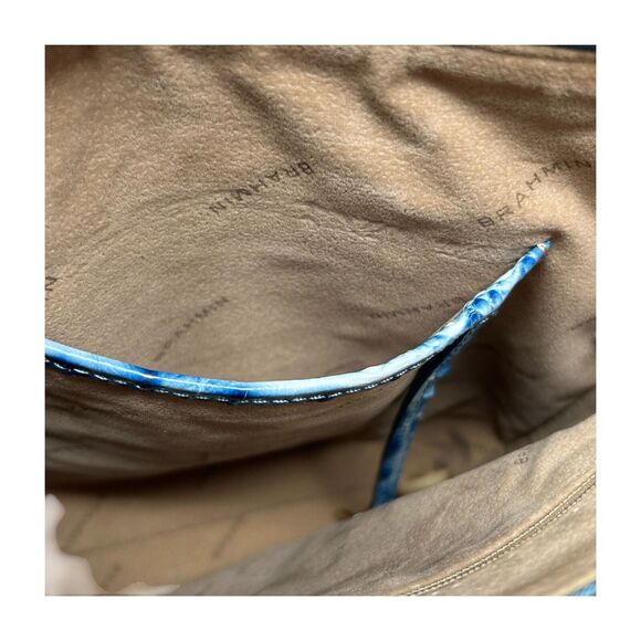 Brahmin Melbourne Katie Blue Croc Embossed Leather Shoulder Bag Adjustable Strap - Picture 10 of 16